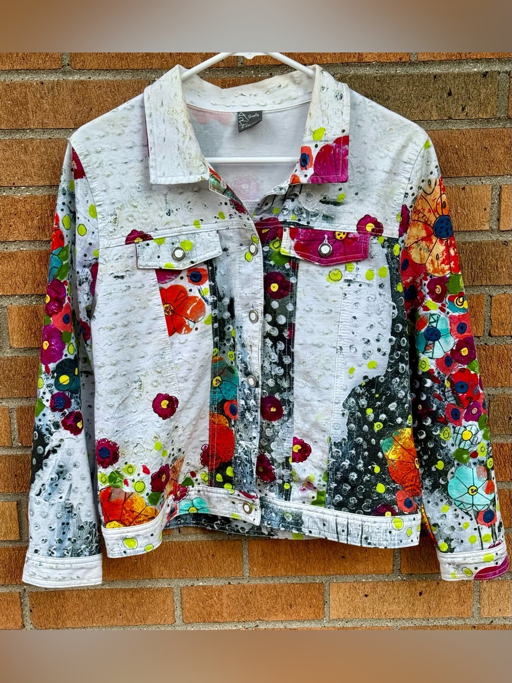 Simply Art by DOLCEZZA Bright Floral Print Jacket Art to Wear Multicolor Sz S/M